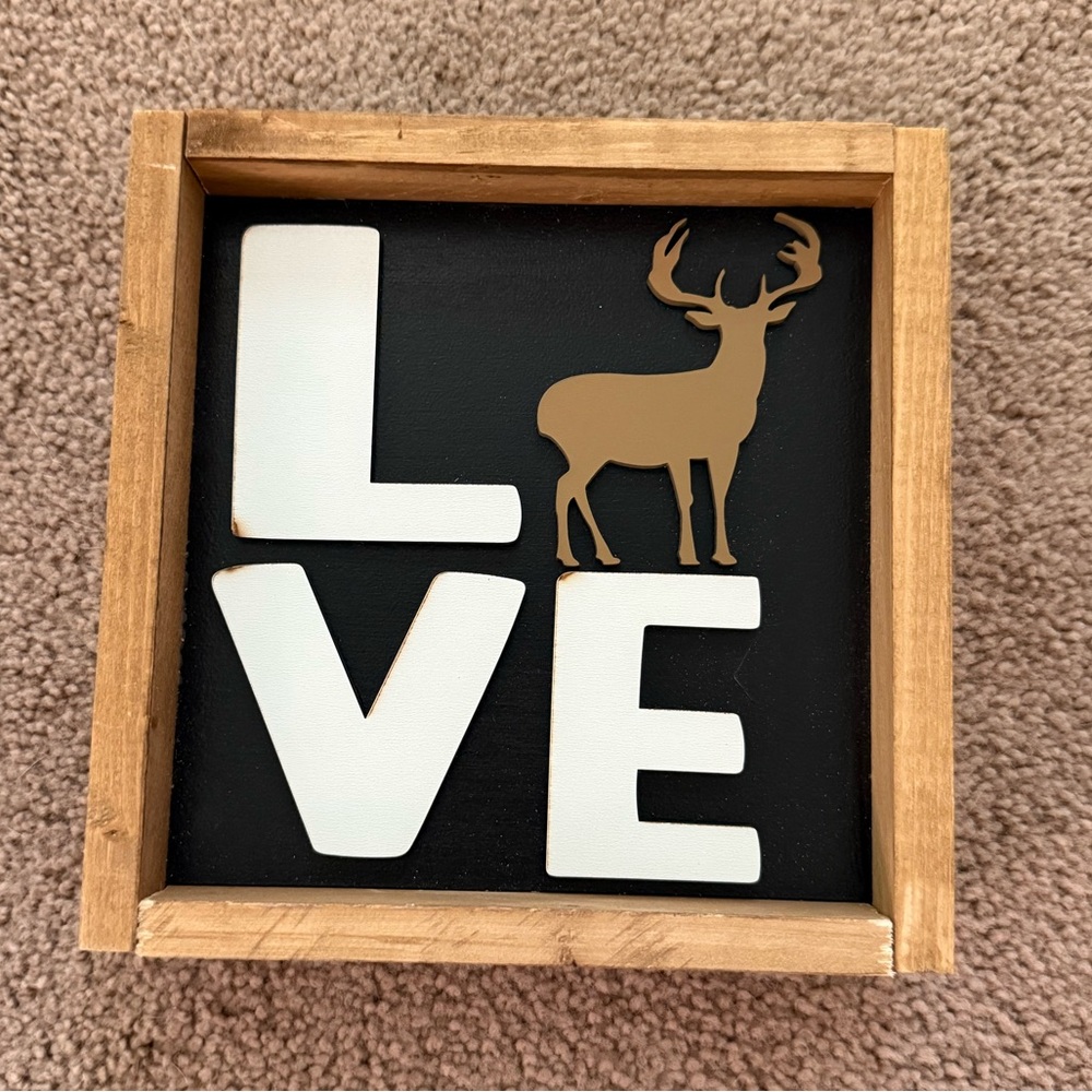 Black and White Art Love Wall Decor with Deer Silhouette